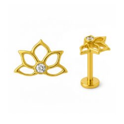 Fiore di Loto Labret in Oro 18k con Asta di Titanio