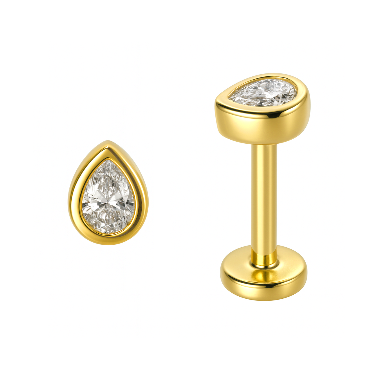 Goccia Labret in Oro 18k con Diamanti Sintetici