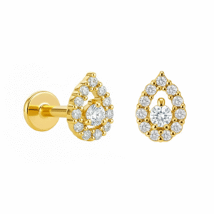 Goccia Labret in Oro 18k Pave di Diamanti Sintetici