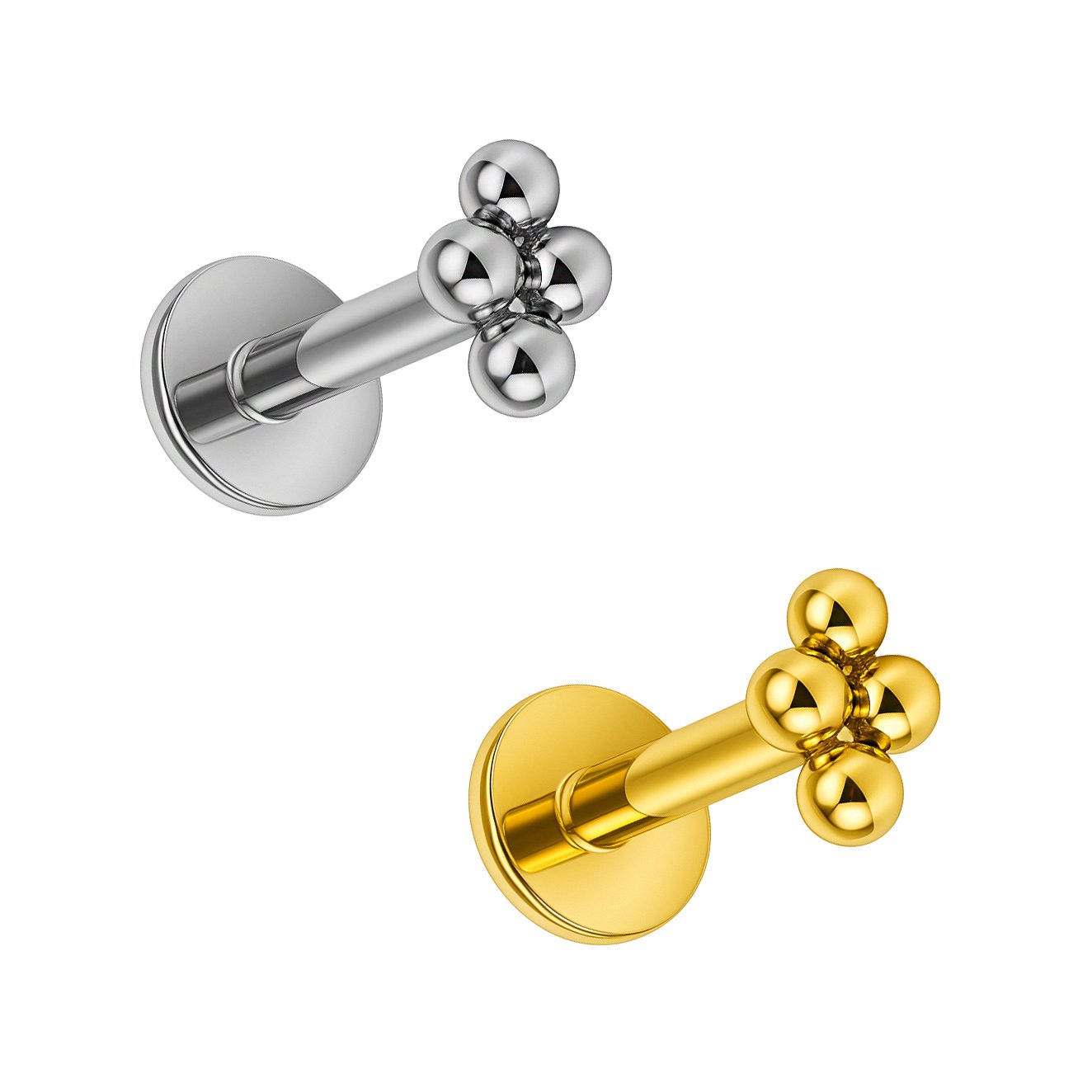 Labret 4 Beads in Titanio ASTM F136 Push Pin