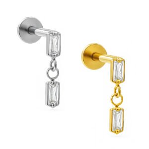 Labret Baguette Appendente in Titanio ASTM F136