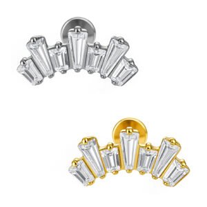 Labret Baguette Zigzag con Zirconi di Titanio ASTM F136