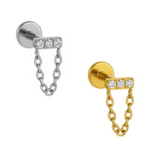 Labret Barra Incastonata con Catena di Titanio ASTM F136