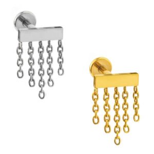 Labret Barra Liscia con Catene di Titanio ASTM F136