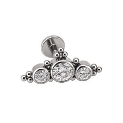 Labret Cluster 3 Zirconi con Corona in Titanio ASTM F136