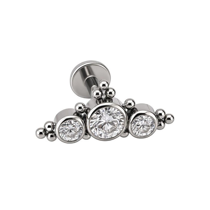 Labret Cluster 3 Zirconi con Corona in Titanio ASTM F136