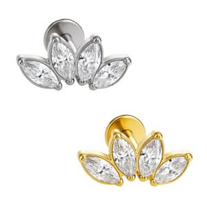 Labret Cluster 4 Navette di Zirconi in Titanio ASTM F136