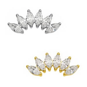 Labret Cluster 6 Navette di Zirconi in Titanio