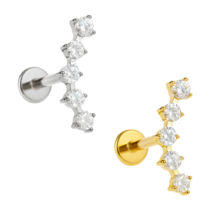 Labret Cluster con 5 Zirconi in Titanio ASTM F136