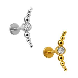 Labret Cluster di 8 Beads e 1 Zirconia in Titanio ASTM F136