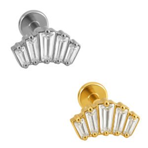 Labret Cluster di Baguettes in Titanio ASTM F136