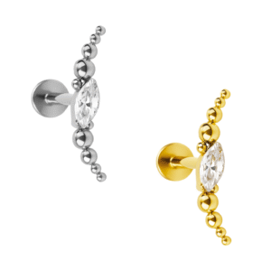 Labret Cluster di Beads con Navette in Titanio ASTM F136