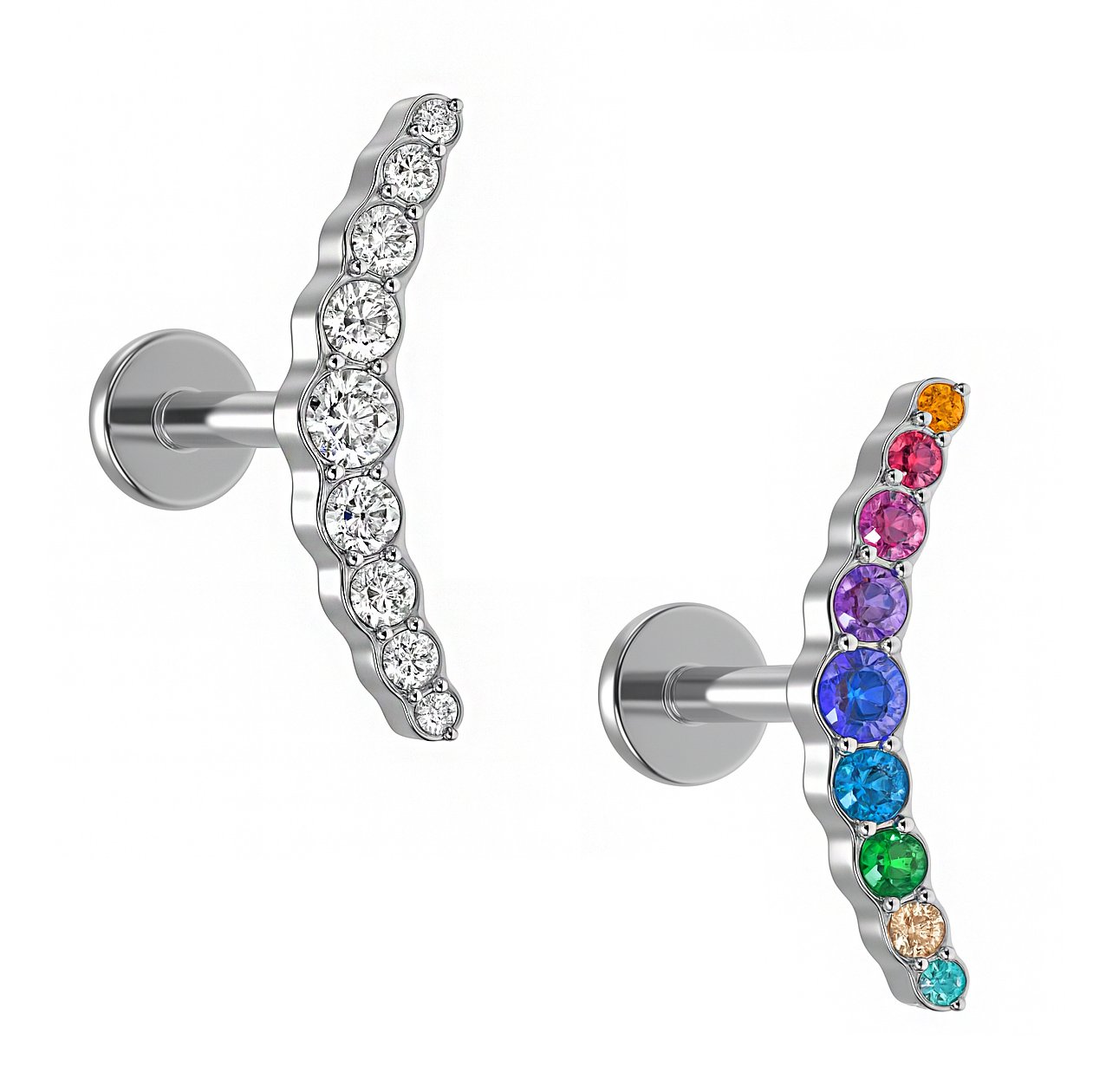 Labret Cluster in Crescita con Zirconi In Titanio ASTM F136