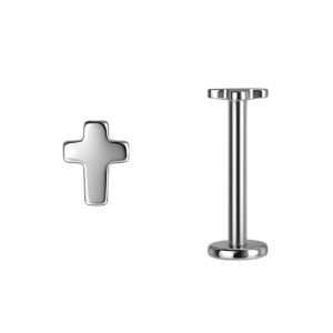 Labret Croce Liscia di Titanio ASTM F136