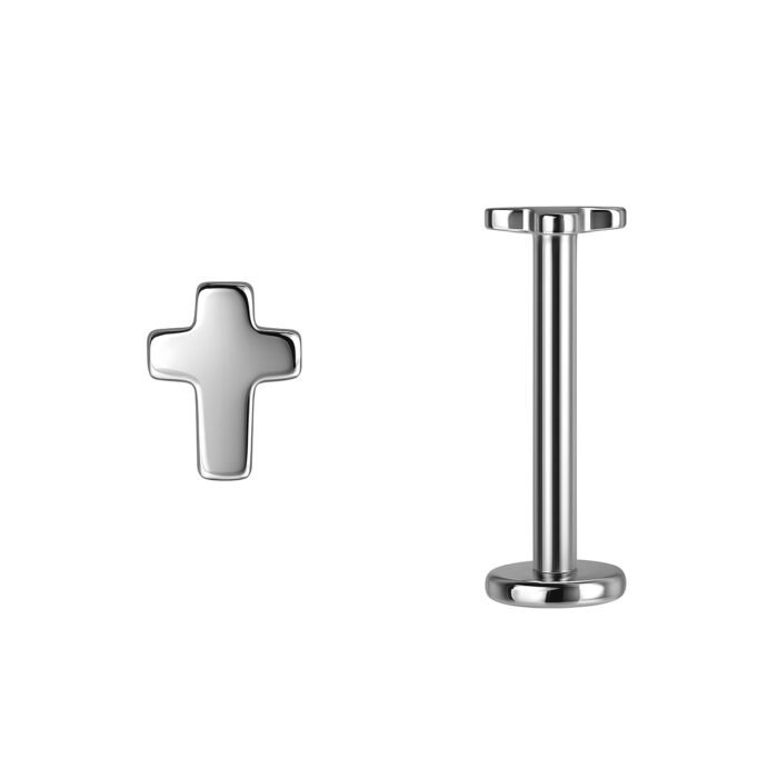 Labret Croce Liscia di Titanio ASTM F136