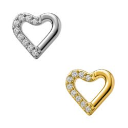Labret Cuore Mezzo Incastonato di Zirconia in Titanio ASTM F136