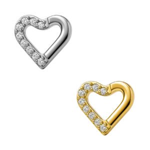 Labret Cuore Mezzo Incastonato di Zirconia in Titanio ASTM F136