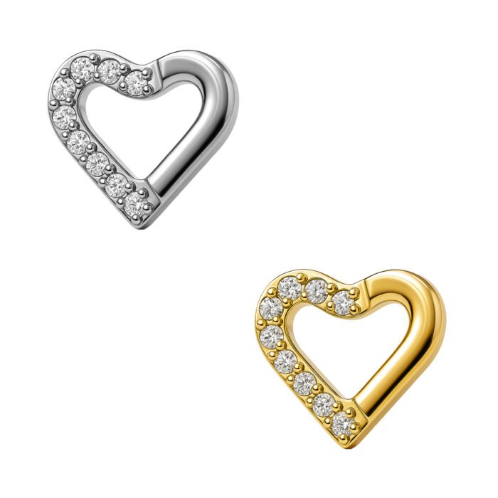 Labret Cuore Mezzo Incastonato di Zirconia in Titanio ASTM F136