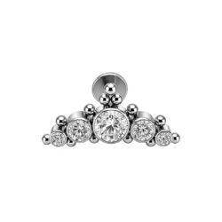 Labret di Titanio ASTM F136 Cluster Indiano con 5 Zirconi