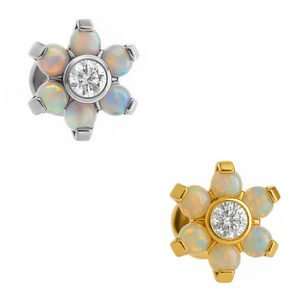 Labret di Titanio ASTM F136 Fiore Opale 4.8MM