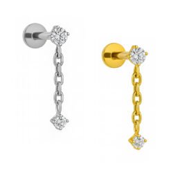 Labret Doppio Punto di Luce con catene di Titanio ASTM F136