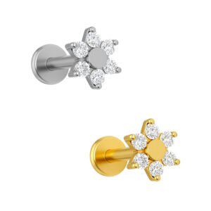 Labret Fiore Incastonato in Titanio ASTM F136