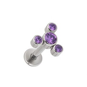 Labret Girandola di Zirconie in Titanio ASTM F136