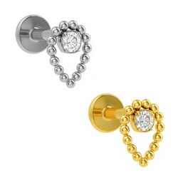 Labret Goccia di Beads con Pietra in Titanio ASTM F136