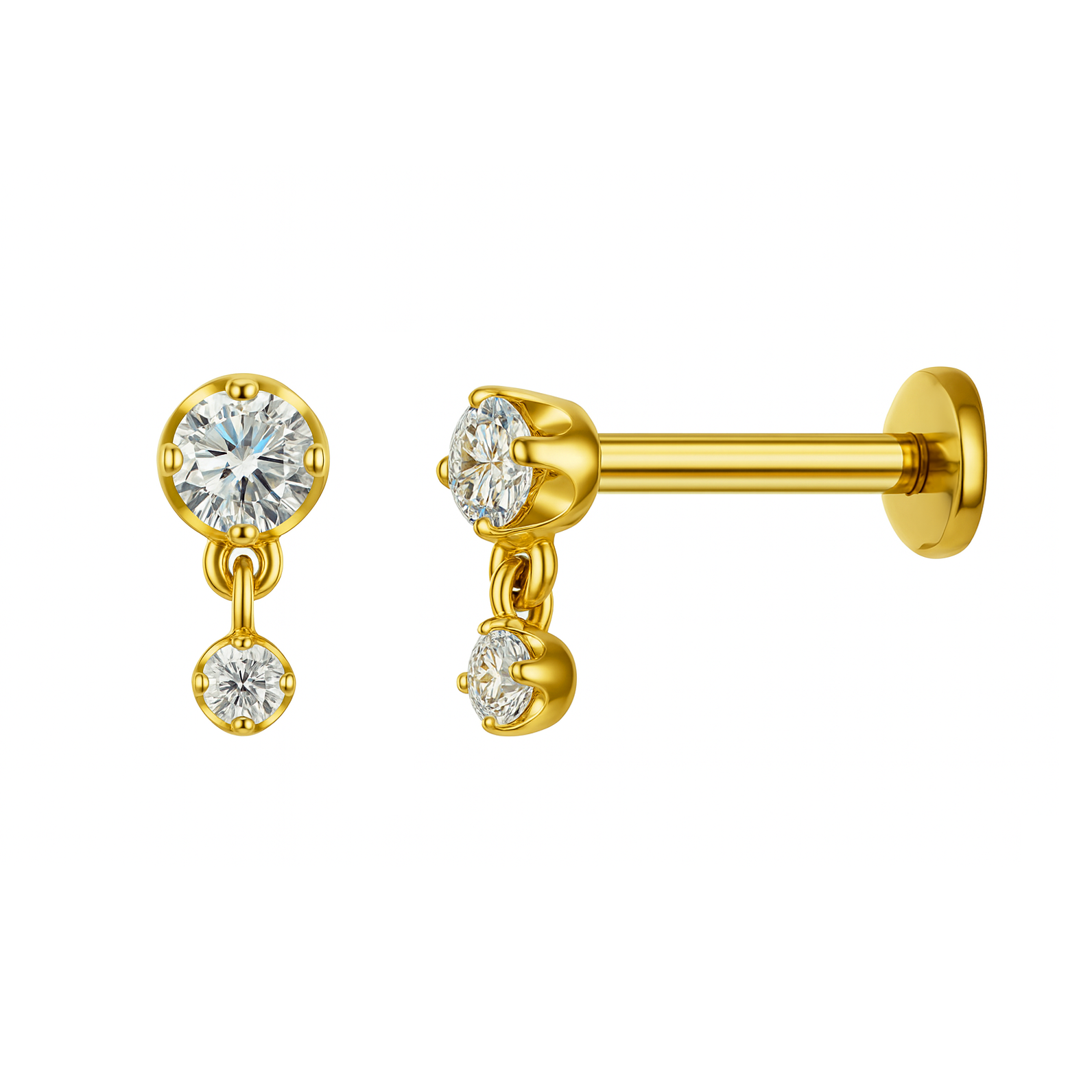 Labret in Oro 18k con Zirconia Premium