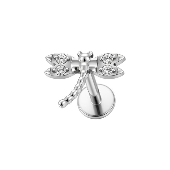 Labret Libellula in Titanio ASTM F136 con Zirconi