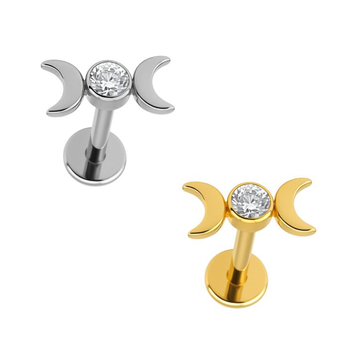 Labret Luna Doppia Con Zirconia Di Titanio ASTM F136