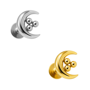 Labret Luna Piena con Beads in Titanio ASTM F136 Pin Push