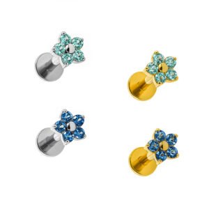 Labret Mini Fiore di Zirconie in Titanio ASTM F136