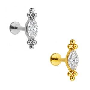 Labret Navete Con 6 Beads di Titanio ASTM F136