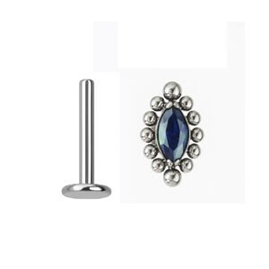 Labret Navete di Zirconia Con Beads di Titanio ASTM F136