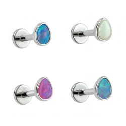 Labret Goccia di Opale in Titanio ASTM F136