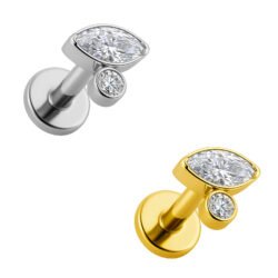 Labret Occhio Navette di Zirconia in Titanio ASTM F136