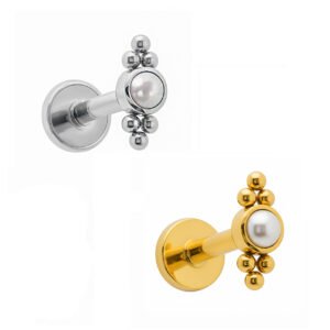 Labret Pietra con Trio di Beads in Titanio ASTM F136