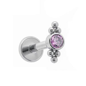 Labret Pietra con Trio di Beads in Titanio ASTM F136