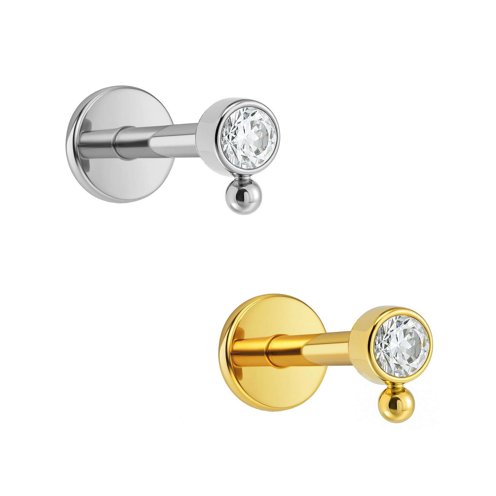 Labret Punto di Luce con Bead in Titanio ASTM F136