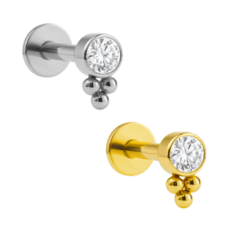 Labret Punto di Luce con Beads in Titanio ASTM F136 Push Pin