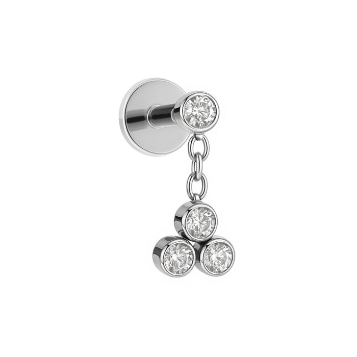 Labret Punto di Luce con Ciondolo Trillion in Titanio ASTM F136