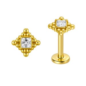 Labret Rombo in Oro 18k con Zirconia Premium