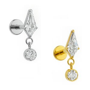 Labret Rombo Punto di Luce di Zirconia in Titanio ASTM F136