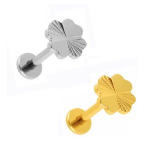 Labret Quadrifoglio Liscio in Titanio ASTM F136