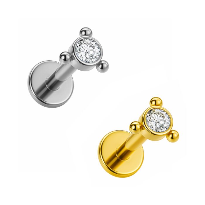 Labret Zircônia con 3 Beads di Titanio ASTM F136