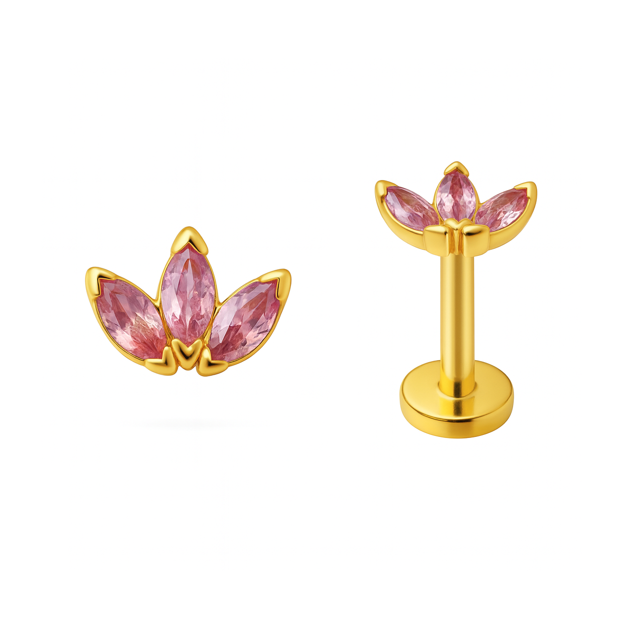 Marquise Labret in Oro 18k con Zaffiro Rosa