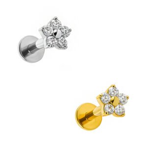 Micro Fiore Labret di Titanio Push Pin