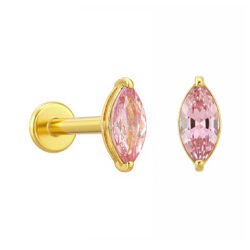 Navette Labret in Oro 18k con Zaffiro Rosa
