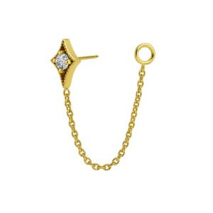 Rombo Con Catena Labret in Oro 18k Con Zirconia Premium